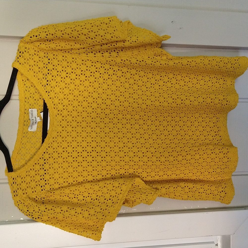 Madewell NWT yellow gold short sleeve flutter sleeves top size large